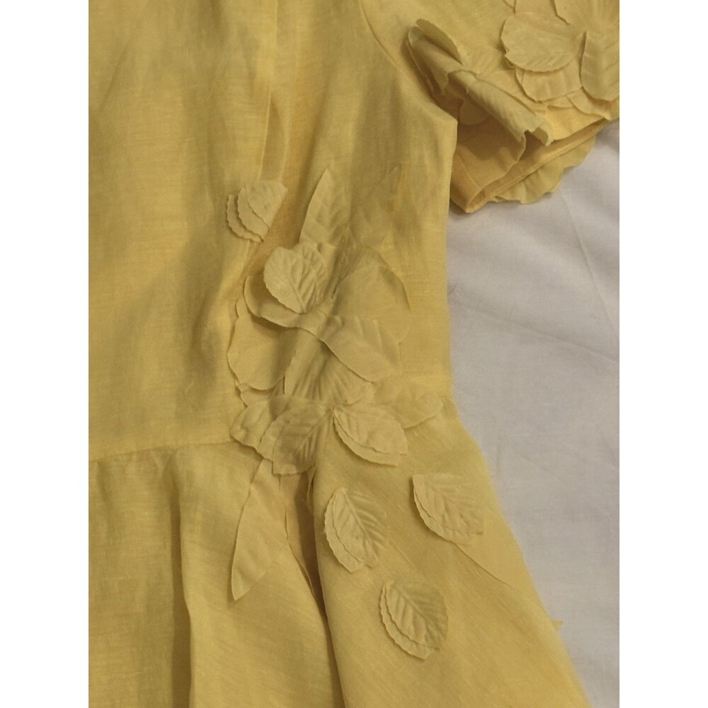 Antonio Melani Iris Floral Mockneck Dress Sunshine Yellow Linen Size 10 NWT - Picture 6 of 7
